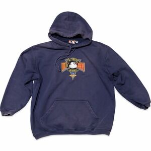 VINTAGE 90s Disney Mickey Mouse Hoodie S-M Blue "All American What A Mouse" USA